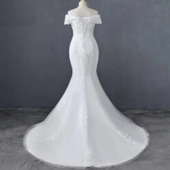 Robe De Mariée Sirène Blanche Manches Tombantes -Soiree Blanche Boutique 0 3d14ed