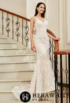 Robe De Mariée Fourreau A Dentelle Florale -Soiree Blanche Boutique 0667669cb0