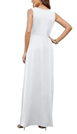 Robe D’Eté Longue Sans Manches Avec Poches Blanc -Soiree Blanche Boutique 1722267238 21HtPohm1zL. SL500