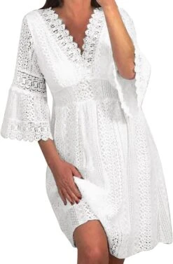 Robe Courte Blanche En Dentelle Sans Manche -Soiree Blanche Boutique 1723033325 61N2szClJyL. AC SL1500
