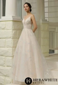 Robe De Mariée Simple à Motifs Floraux Pailletés -Soiree Blanche Boutique 2c1ea5d0ec