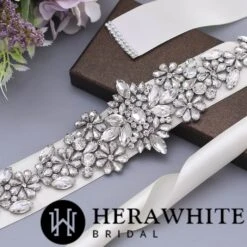 Ceinture De Mariée Cristaux Fleuris -Soiree Blanche Boutique 35e3a82662