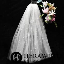 Voile De Mariée Court A Perles 4 Voile De Mariée Court A Perles -Soiree Blanche Boutique 37d7644e19