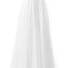 Robe De Mariée Fendue Fines Bretelles Blanche