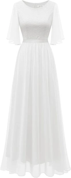 Robe De Soirée Blanche Longue -Soiree Blanche Boutique 41YdYFmkuLL. AC SL1500