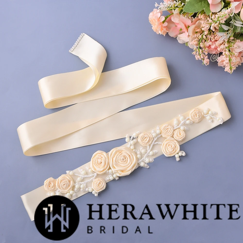 Ceinture de Mariée A Fleurs Satinées Ceinture De Mariée A Fleurs Satinées -Soiree Blanche Boutique 5192feee58