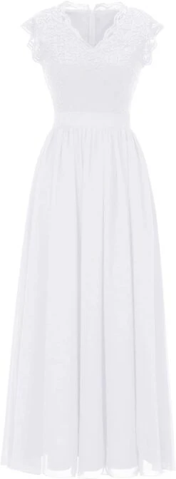 Robe Blanche Longue En Dentelle