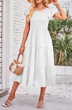 Robe Été Mi-Longue A-Blanc 9 Robe Été Mi-Longue A-Blanc -Soiree Blanche Boutique 51G A9f6YL. SL500