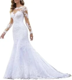 Robe De Mariage Sirène Blanche Longue Traîne