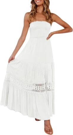 Robe Blanche Dentelle Longue Boheme -Soiree Blanche Boutique 51YW0MRDYBL. AC SL1500 1