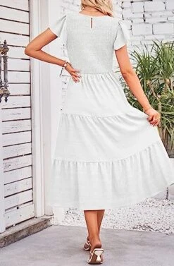 Robe Été Mi-Longue A-Blanc 6 Robe Été Mi-Longue A-Blanc -Soiree Blanche Boutique 51cJ3Svry4L. SL500