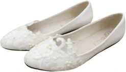 Chaussures De Mariée Blanche En Dentelle