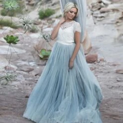 Robe De Mariée Blanche Et Bleu -Soiree Blanche Boutique 54458 b3r5vs