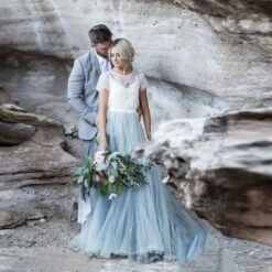 Robe De Mariée Blanche Et Bleu -Soiree Blanche Boutique 54458 gdkbhs