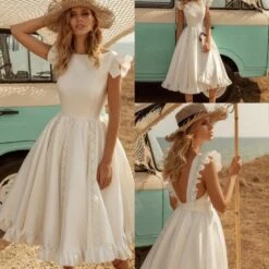 Robe De Mariée Bohème Courte Blanche 5 Robe De Mariée Bohème Courte Blanche -Soiree Blanche Boutique 56126 moprxr