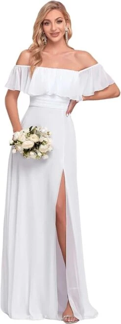 Robe Blanche Longue De Cérémonie De Mariage