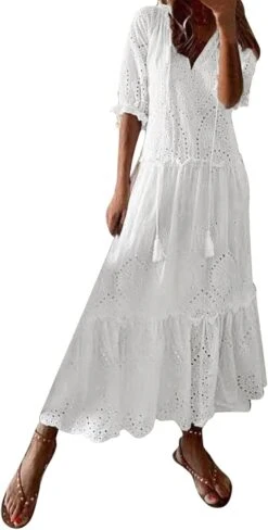 Robe Blanche Longue Manche Longue