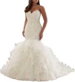 Robe De Mariée Sirène A Manches Longues Blanche