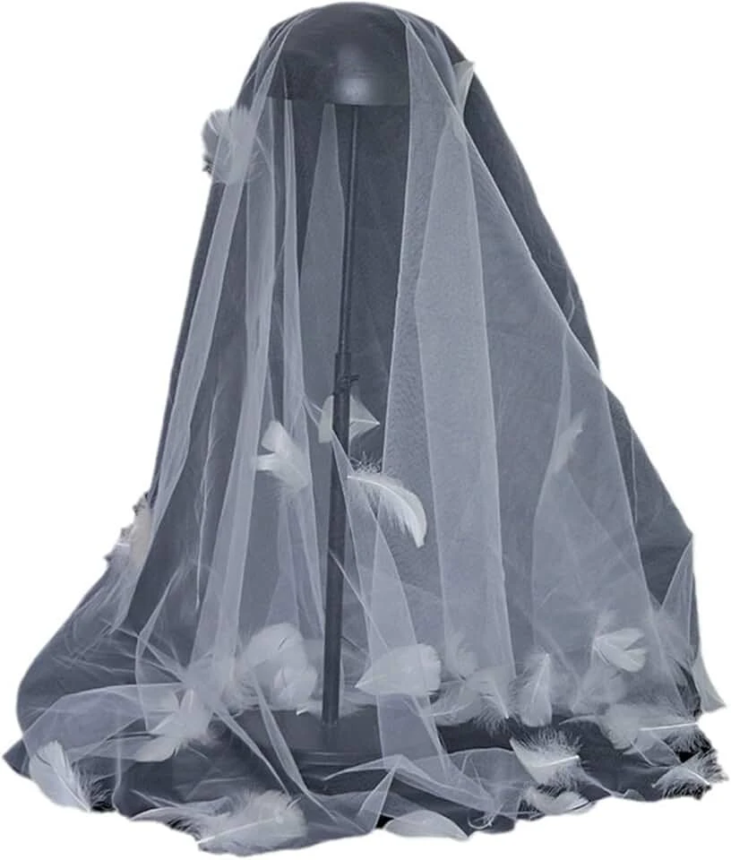 Voile de Mariée Long à Plumes Voile De Mariée Long à Plumes -Soiree Blanche Boutique 618PpGVe 5L. AC UL960 QL65