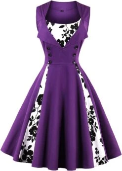 Robe De Cocktail Violette Et Blanche