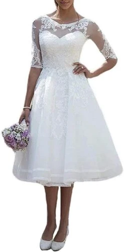 Robe De Mariée Courte A Plume Blanche
