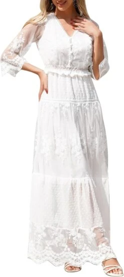 Robe Blanche Longue Dentelle