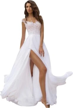 Robe Blanche Cocktail Dentelle