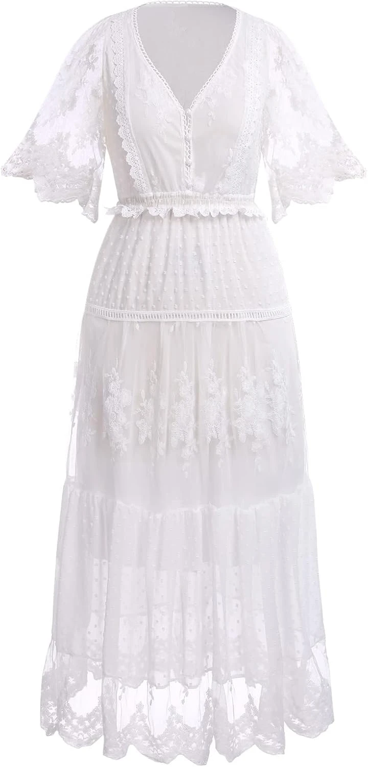 Robe Blanche Longue Dentelle Robe Blanche Longue Dentelle -Soiree Blanche Boutique 61Tc6lybdVL. AC SL1500