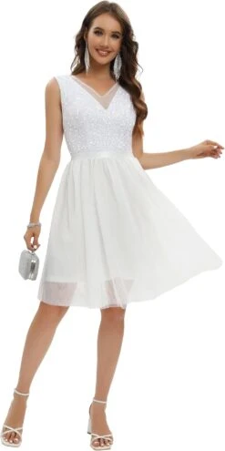 Robe Courte De Soirée Blanche -Soiree Blanche Boutique 61XfCRWFhL. AC SL1500