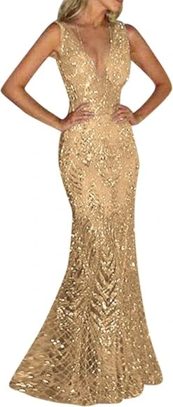 Robe De Soirée Dorée Et Blanche