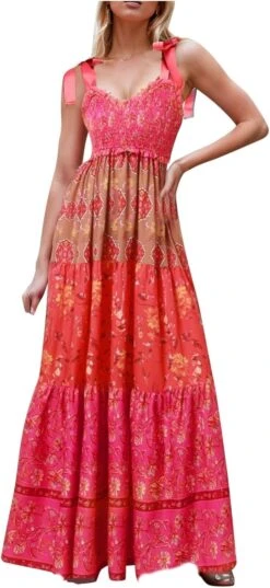 Robe Longue Bohème En Coton Lin Blanche