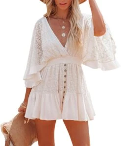 Robe De Plage Dentelle Sexy à Manches Courte 7 Robe De Plage Dentelle Sexy à Manches Courte -Soiree Blanche Boutique 61fswA4dIGL. AC SL1500