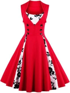 Robe Cocktail Rouge Et Blanche