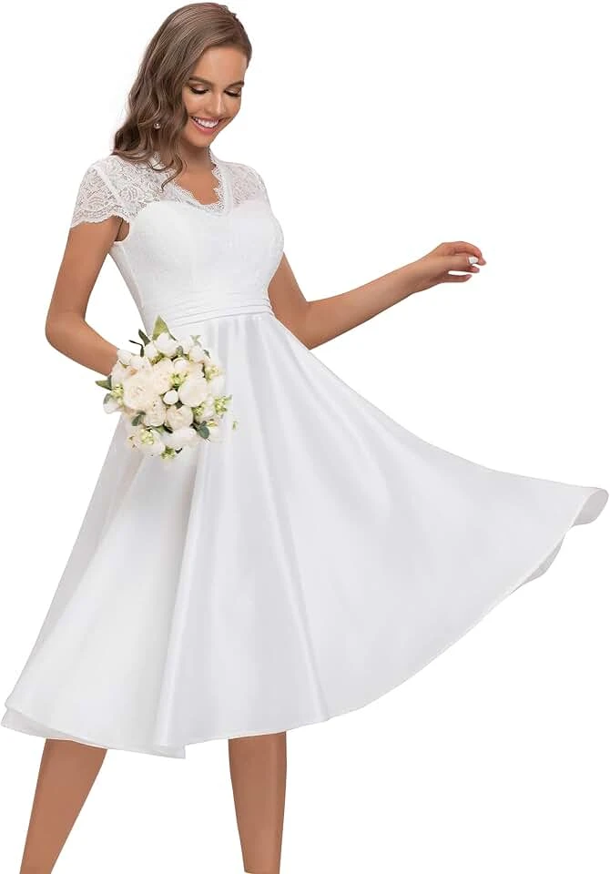 Robe de Mariée Simple Col V Robe De Mariée Simple Col V -Soiree Blanche Boutique 61m5wnE9mFL. AC UL960 QL65 10