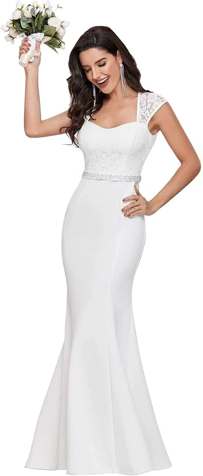 Robe de mariée sirène en tulle et dentelle à cœur ouvert Robe De Mariée Sirène En Tulle Et Dentelle à Cœur Ouvert -Soiree Blanche Boutique 61rr9XiwS5L. AC UL960 QL65 1