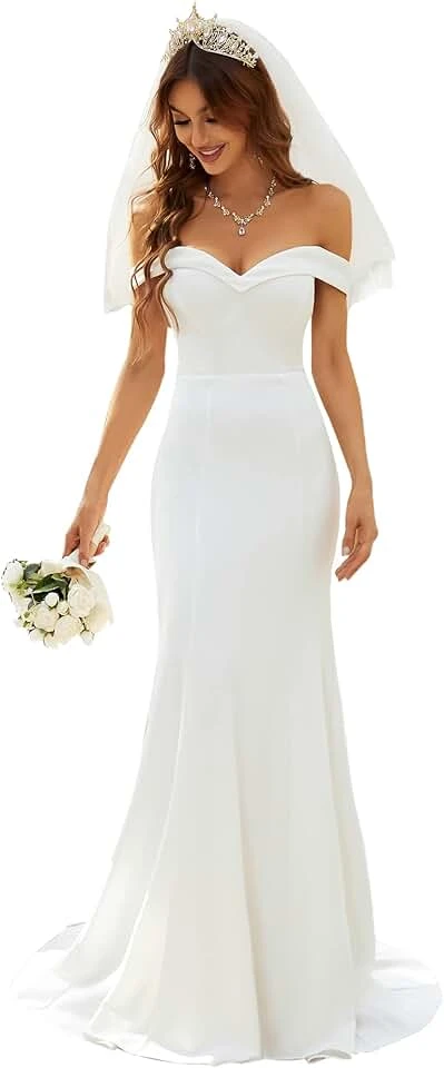 Robe De Mariée Epaule Dénudée Blanche Robe De Mariée Epaule Dénudée Blanche -Soiree Blanche Boutique 61sRTx FpvL. AC UL960 QL65 1