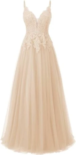 Robe De Mariée A à Bretelles Spaghetti Champagne Romantique