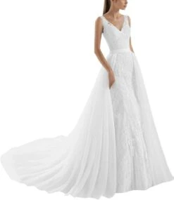 Robe De Mariée Sirène Tulle Blanche
