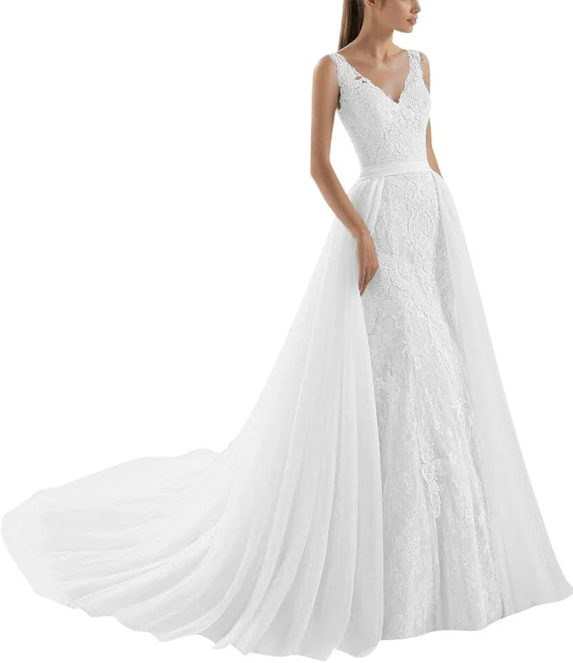 Robe De Mariée Sirène Tulle Blanche Robe De Mariée Sirène Tulle Blanche -Soiree Blanche Boutique 61vzcT0f L. AC UL960 QL65