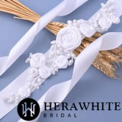 Ceinture De Mariée A Fleurs Satinées 6 Ceinture De Mariée A Fleurs Satinées -Soiree Blanche Boutique 6551d8757f