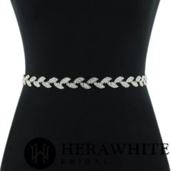 Ceinture De Mariée En Satin Et Feuilles En Cristaux 4 Ceinture De Mariée En Satin Et Feuilles En Cristaux -Soiree Blanche Boutique 704cb692af