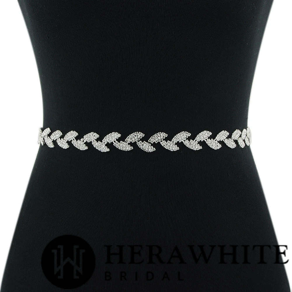 Ceinture de Mariée en Satin et Feuilles en Cristaux Ceinture De Mariée En Satin Et Feuilles En Cristaux -Soiree Blanche Boutique 704cb692af