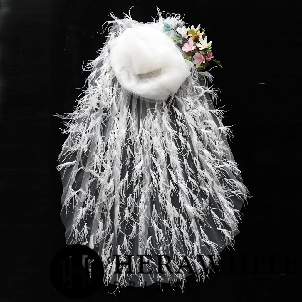 Voile de Mariée Long à Plumes Voile De Mariée Long à Plumes -Soiree Blanche Boutique 708bab76bb
