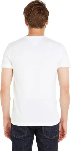 T-shirt Original Tommy Hilfiger Homme En Jersey V-Neck -Soiree Blanche Boutique 714DCpYpFWL. AC SL1500