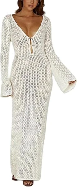Robe Longue Blanche En Crochet