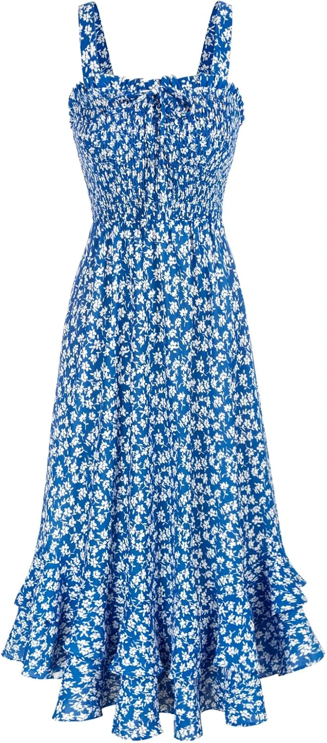 Robe Spaghetti Floral Gracieuse Robe Spaghetti Floral Gracieuse -Soiree Blanche Boutique 71HO4TZZfL. AC SL1500 1 1