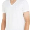T-shirt Original Tommy Hilfiger Homme En Jersey V-Neck -Soiree Blanche Boutique 71MKSEmXlCL. AC SL1500