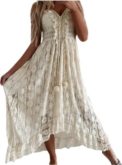 Robe De Plage Blanche Dentelle Boho Boheme Chic