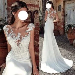 Robe De Mariage Sirène En Dentelle Avec Illusion