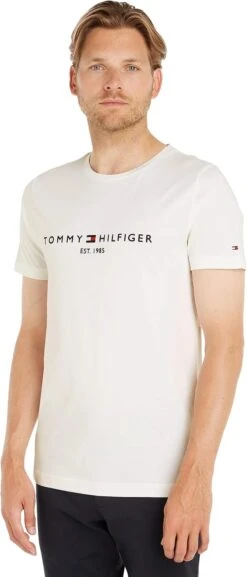 Tommy Hilfiger – Tee Logo Core Homme -Soiree Blanche Boutique 71d9t WnNcL. AC SL1500 1